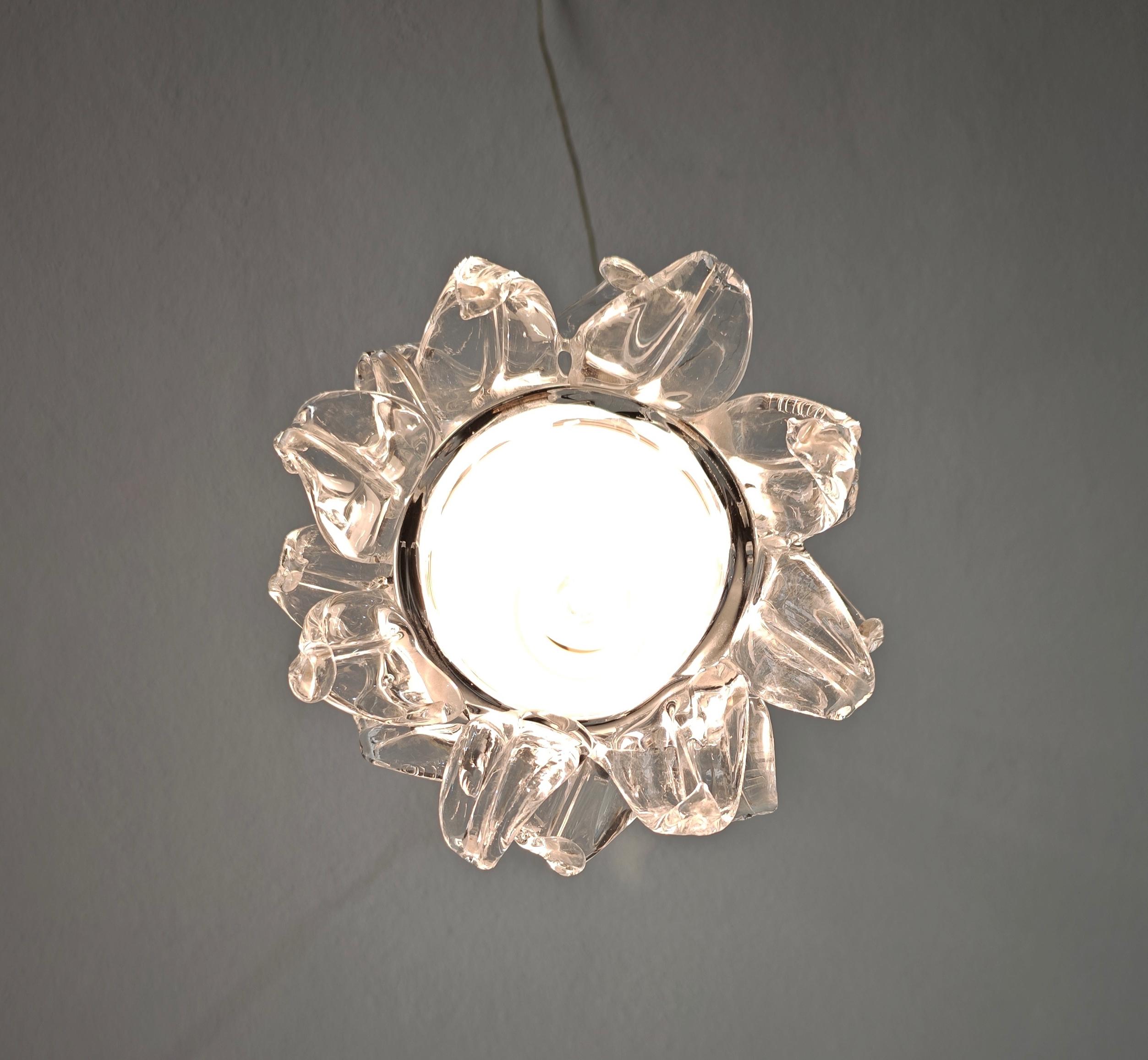 Lampada a sospensione in vetro di Murano Leucos Design Italia anni '70 Mid-Century Modern in vendita 2