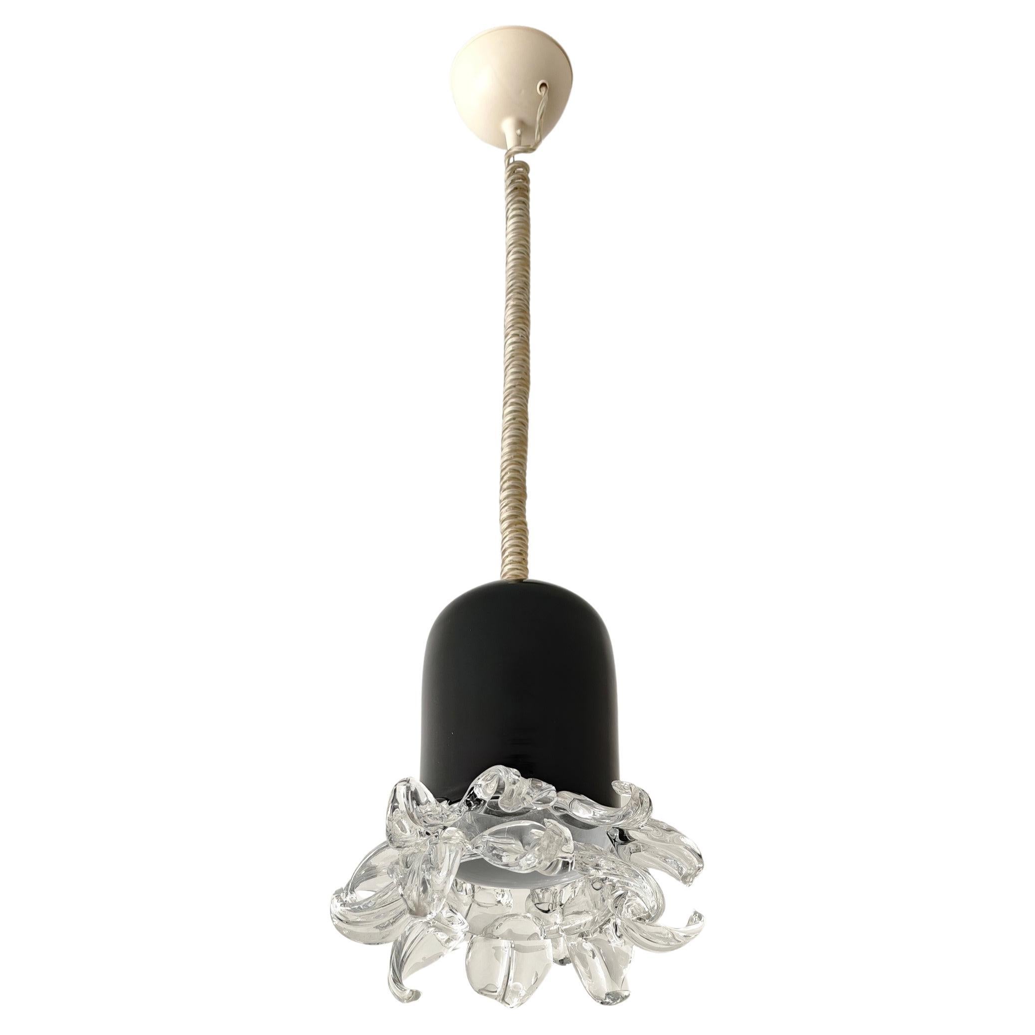 Lampada a sospensione in vetro di Murano Leucos Design Italia anni '70 Mid-Century Modern in vendita