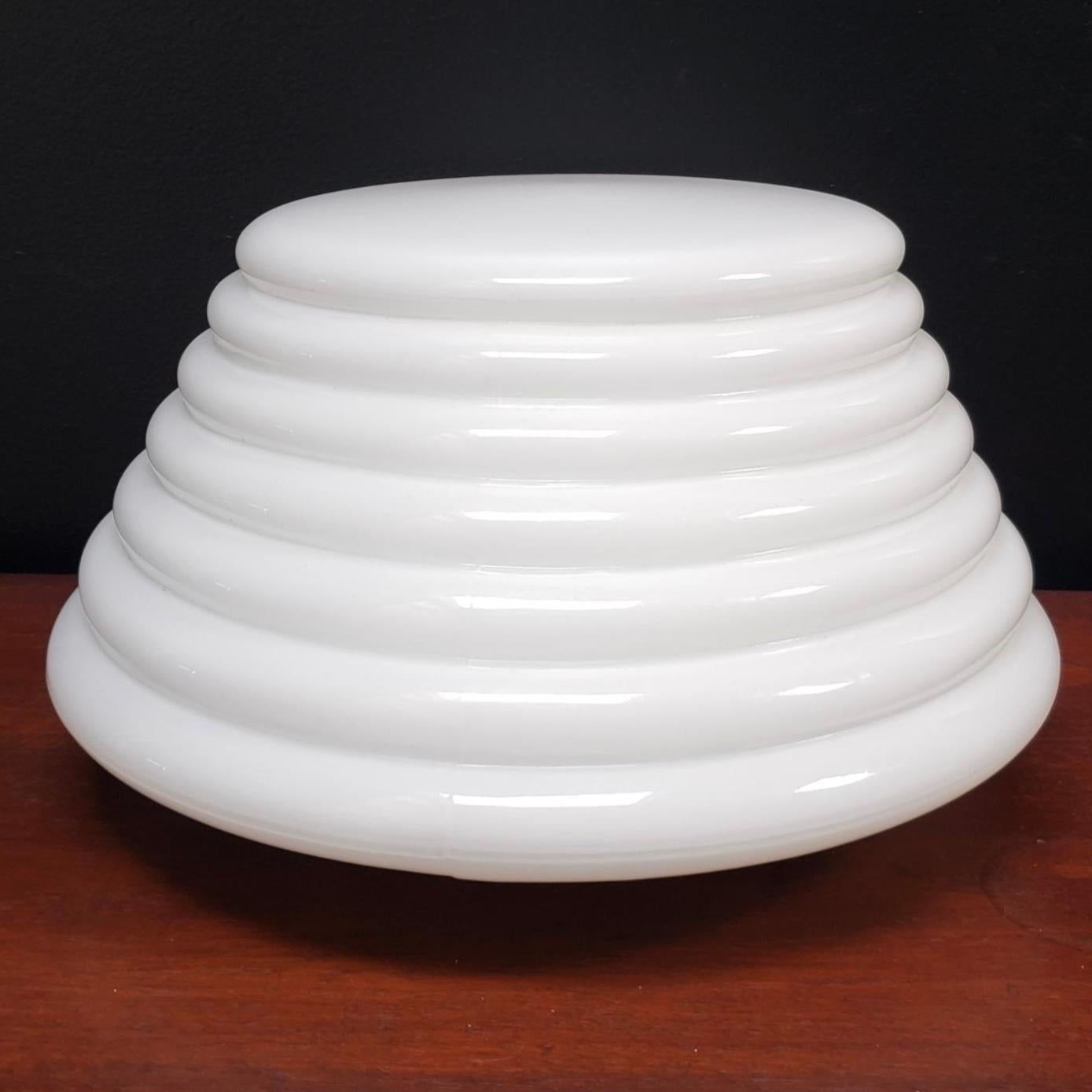 Leucos Murano Glas Slide Layers White Coban Flush Fixture, Italien, 1970er Jahre (Glaskunst) im Angebot