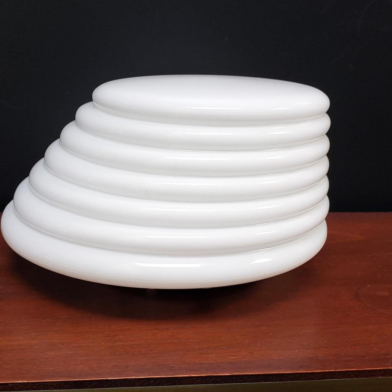 Leucos Murano Glas Slide Layers White Coban Flush Fixture, Italien, 1970er Jahre im Angebot 1