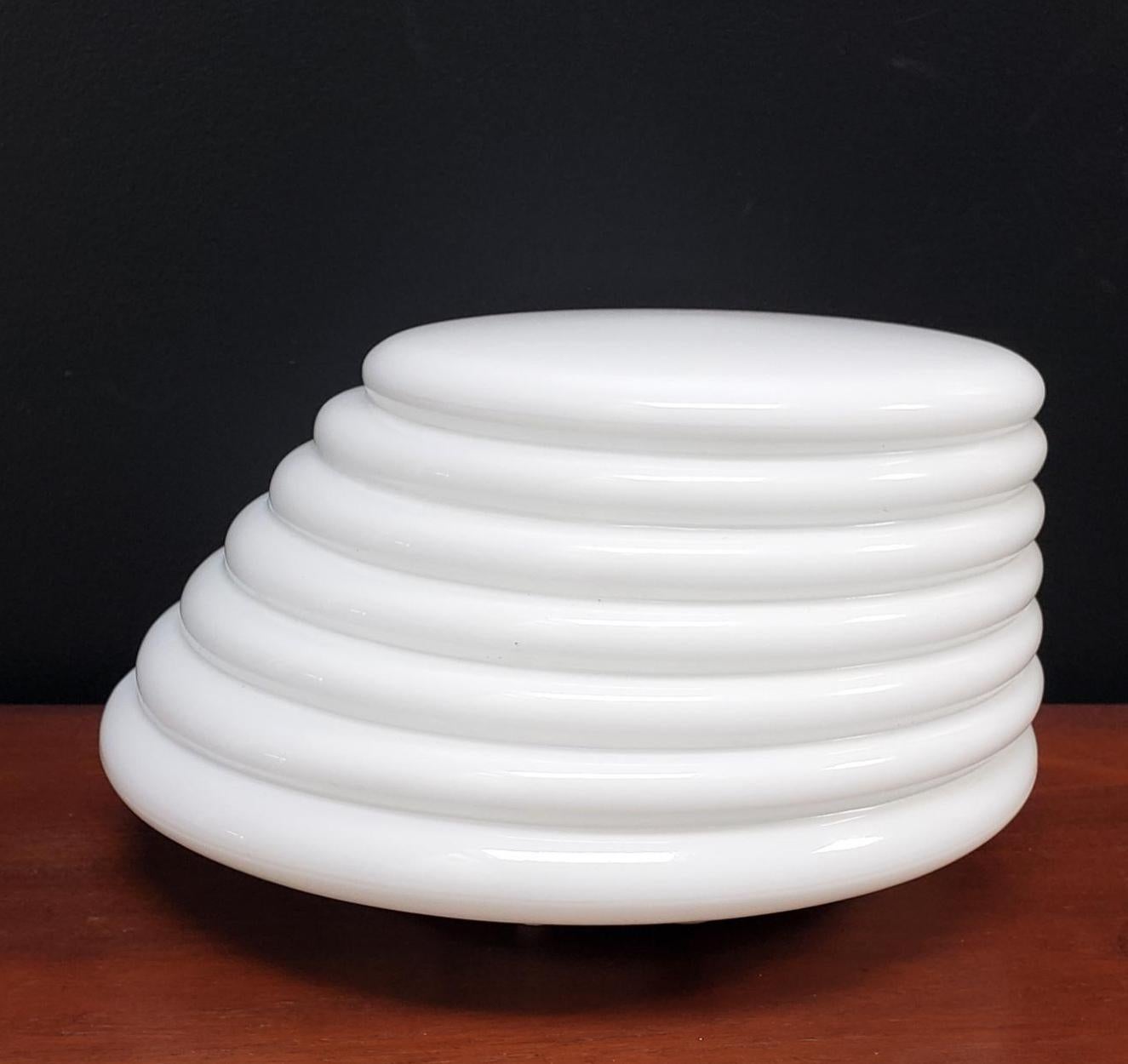 Leucos Murano Glas Slide Layers White Coban Flush Fixture, Italien, 1970er Jahre im Angebot 3