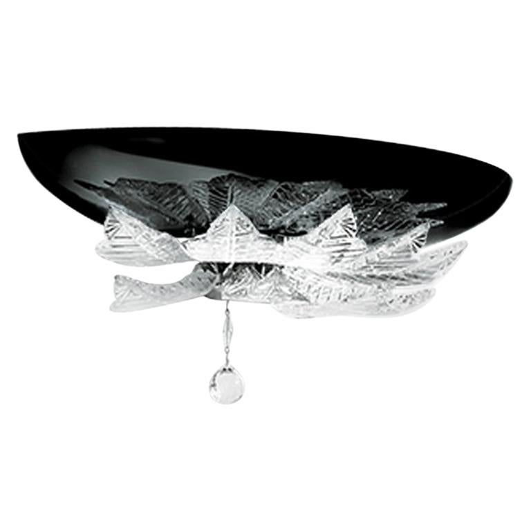 Italian Leucos Orleans P Wall Light in Black and Crystal and Chrome by MariToscano