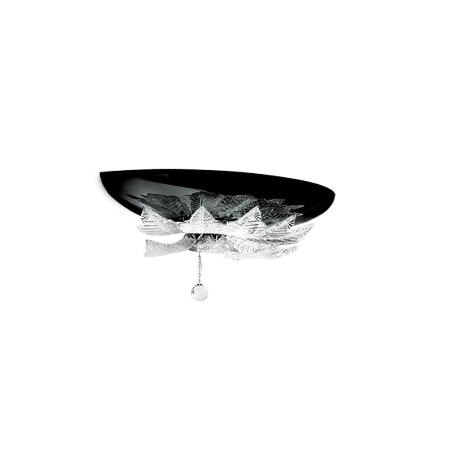 Leucos Orleans P Wall Light in Black and Crystal and Chrome by MariToscano