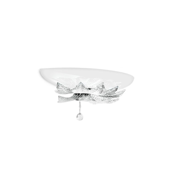 Leucos Orleans P Wall Light In White And Crystal And Chrome By