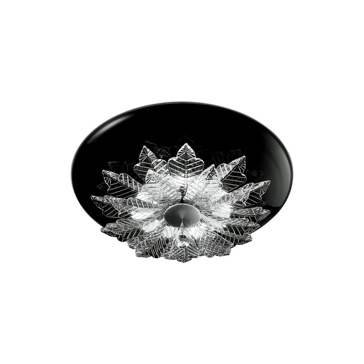 Leucos Orleans PL Flush Mount in Black & Crystal & Chrome by MariToscano