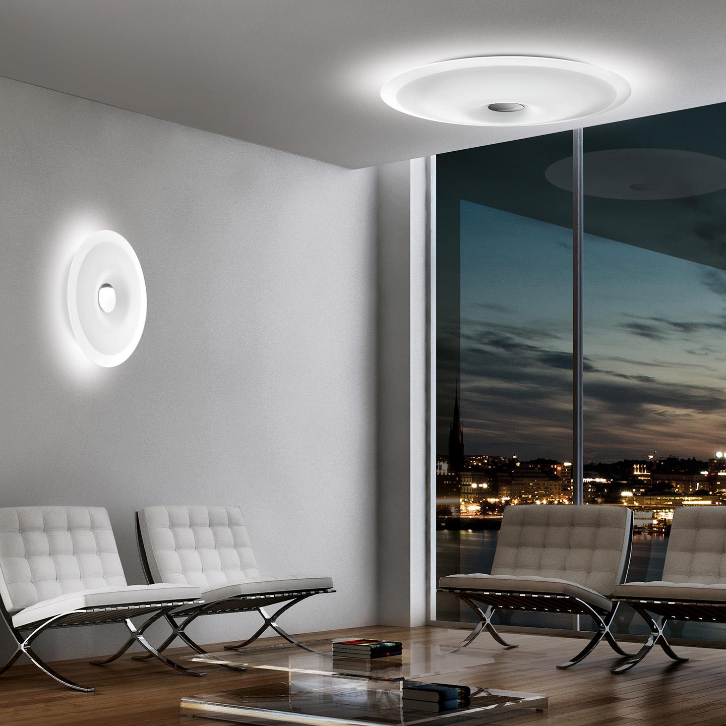 Modern Leucos Planet P-PL 32 LED Wall Sconce in Satin White and Chrome by Design Lab For Sale