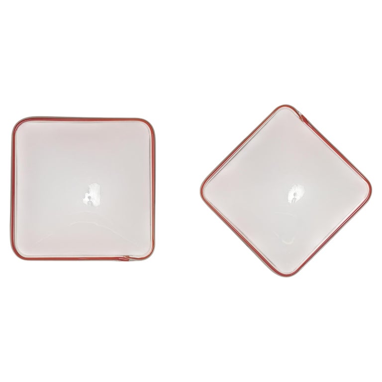 Leucos Red Pair of Ceiling or Wall Lights in Murano Glass, Italy, 1970s