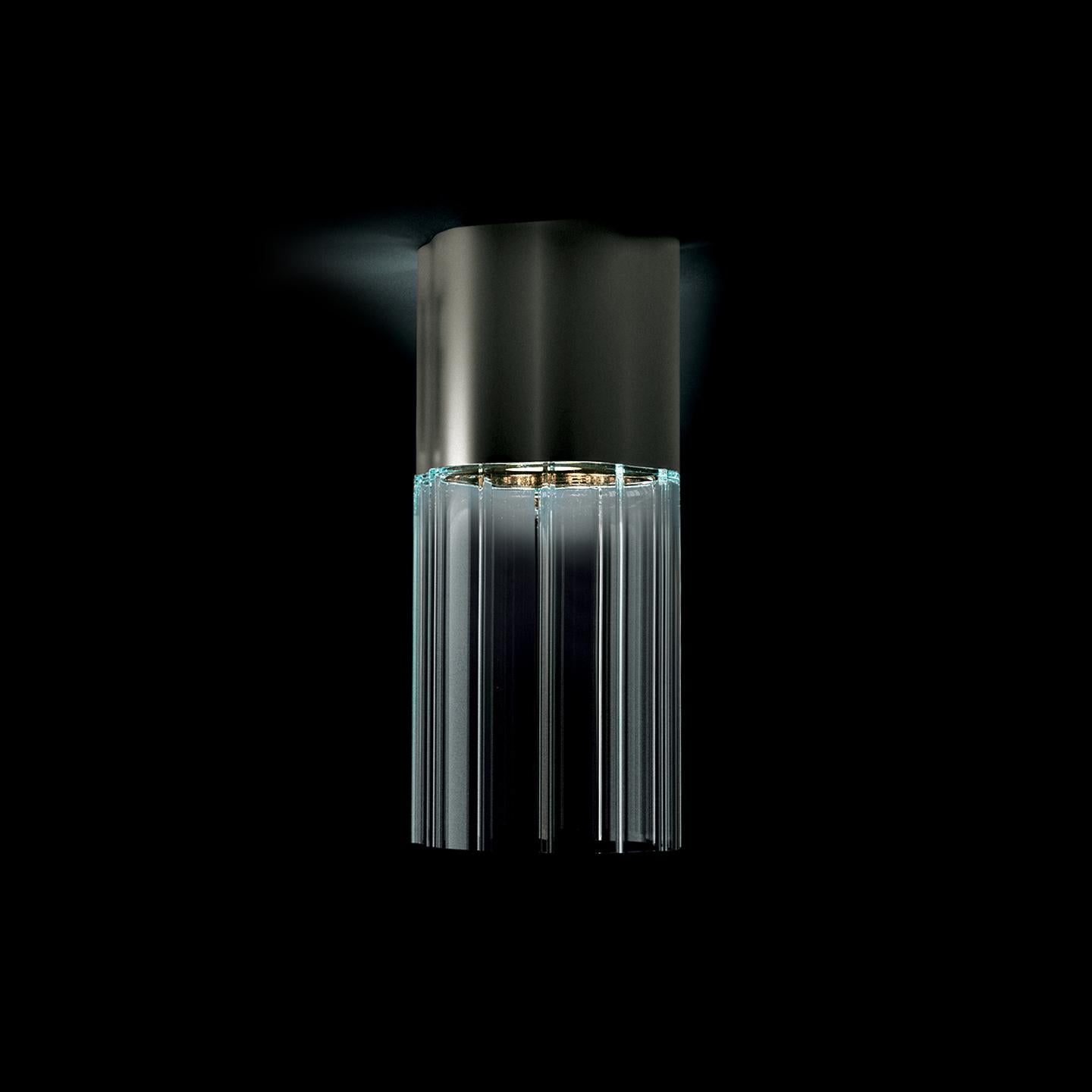 Modern Leucos Reed PL 180 Ceiling Light in Transparent and Nickel by Patrick Jouin