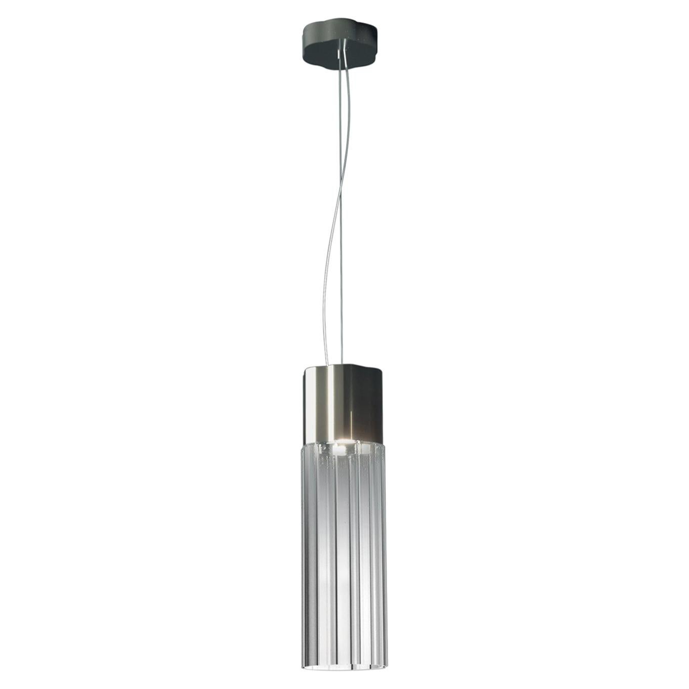 Modern Leucos Reed S 135 Pendant Light in Transparent and Nickel by Patrick Jouin