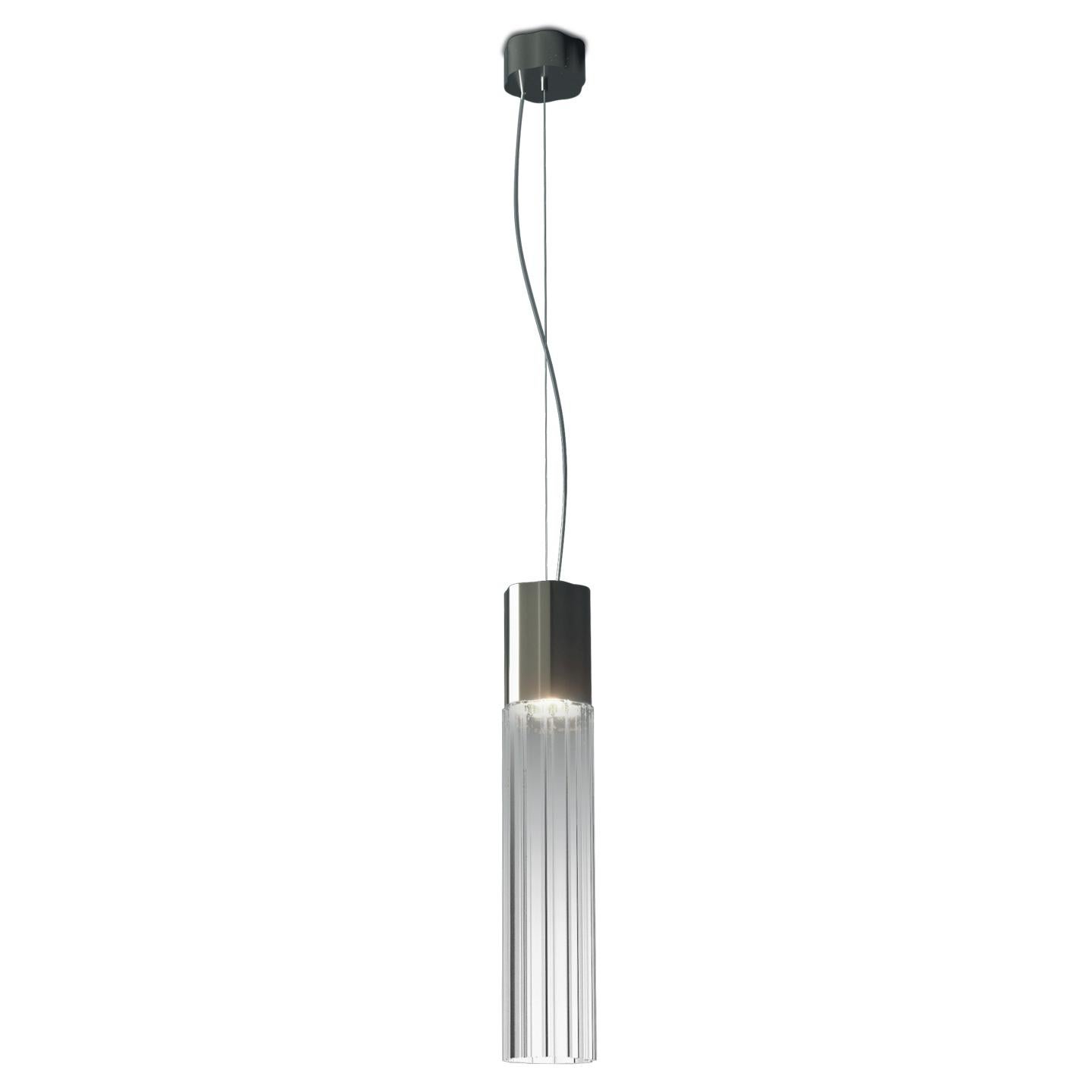 Leucos Reed S 90 Pendant Light in Transparent and Nickel by Patrick Jouin For Sale