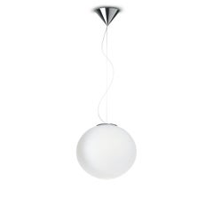 Lampada a sospensione Leucos Sphera S 29 in bianco satinato e cromo di Matteo Thun