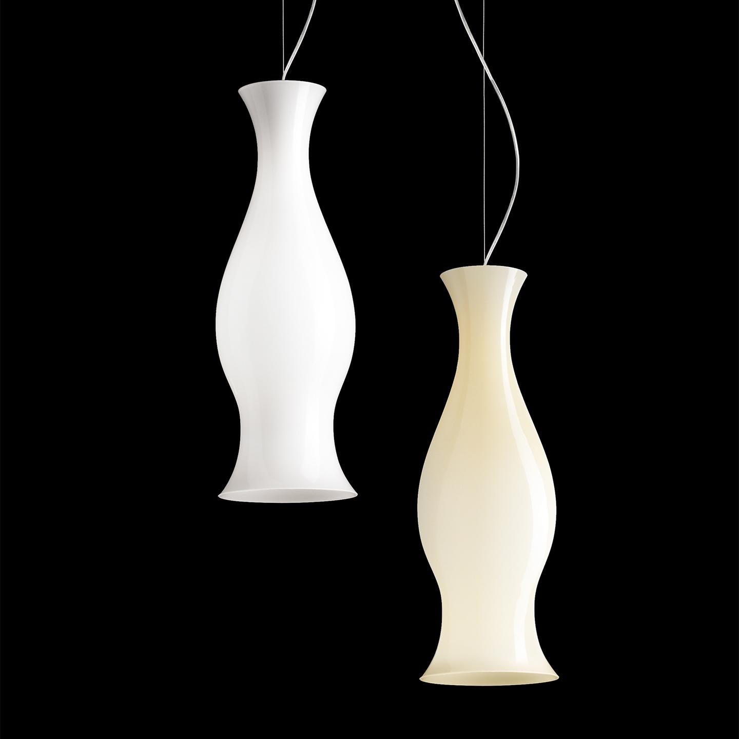Moderne Lampe à suspension Spring S Leucos en miel brillant et chrome d'Eva Zeisel en vente
