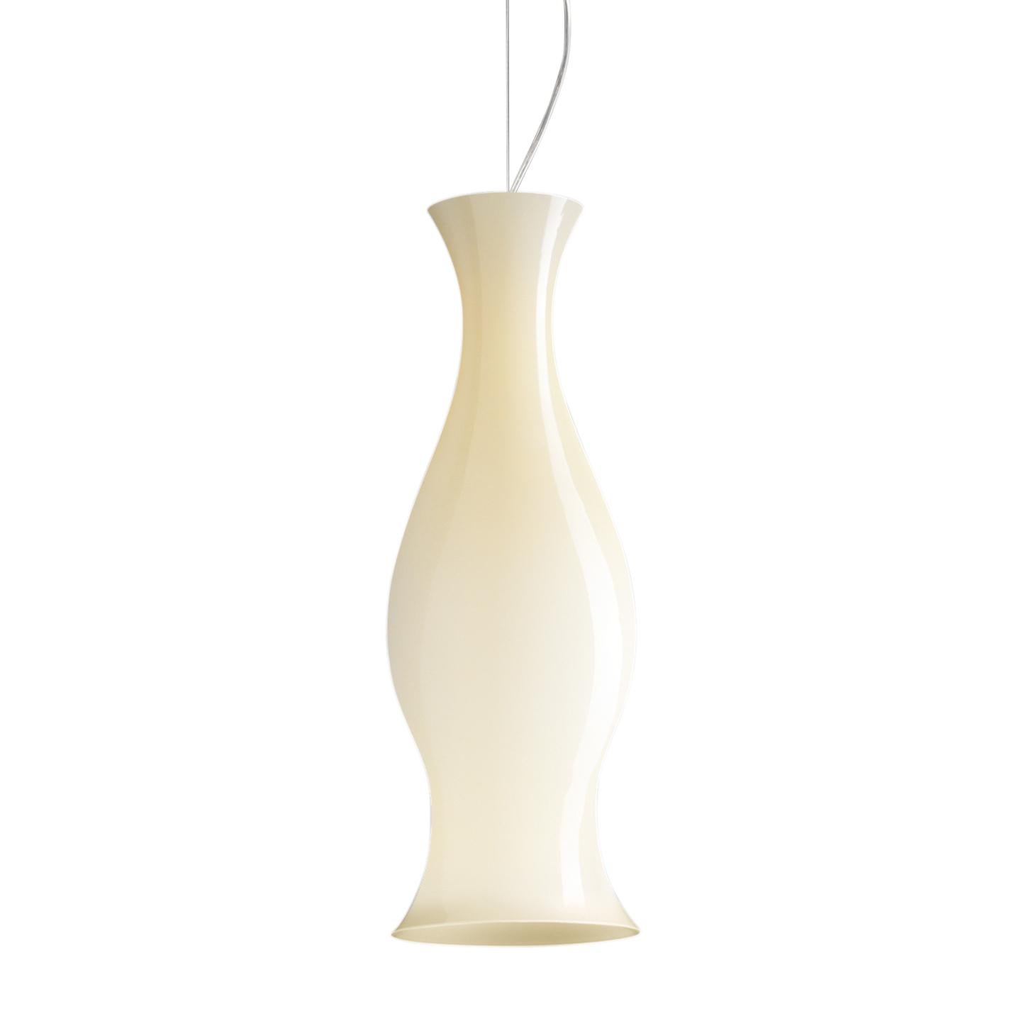Leucos Spring S Pendant Light in Glossy Honey and Chrome by Eva Zeisel For Sale