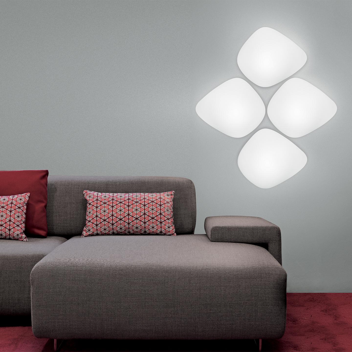 Leucos Stone P-PL Wall or Ceiling Light in Satin White by Design Lab In New Condition In Edison, NJ