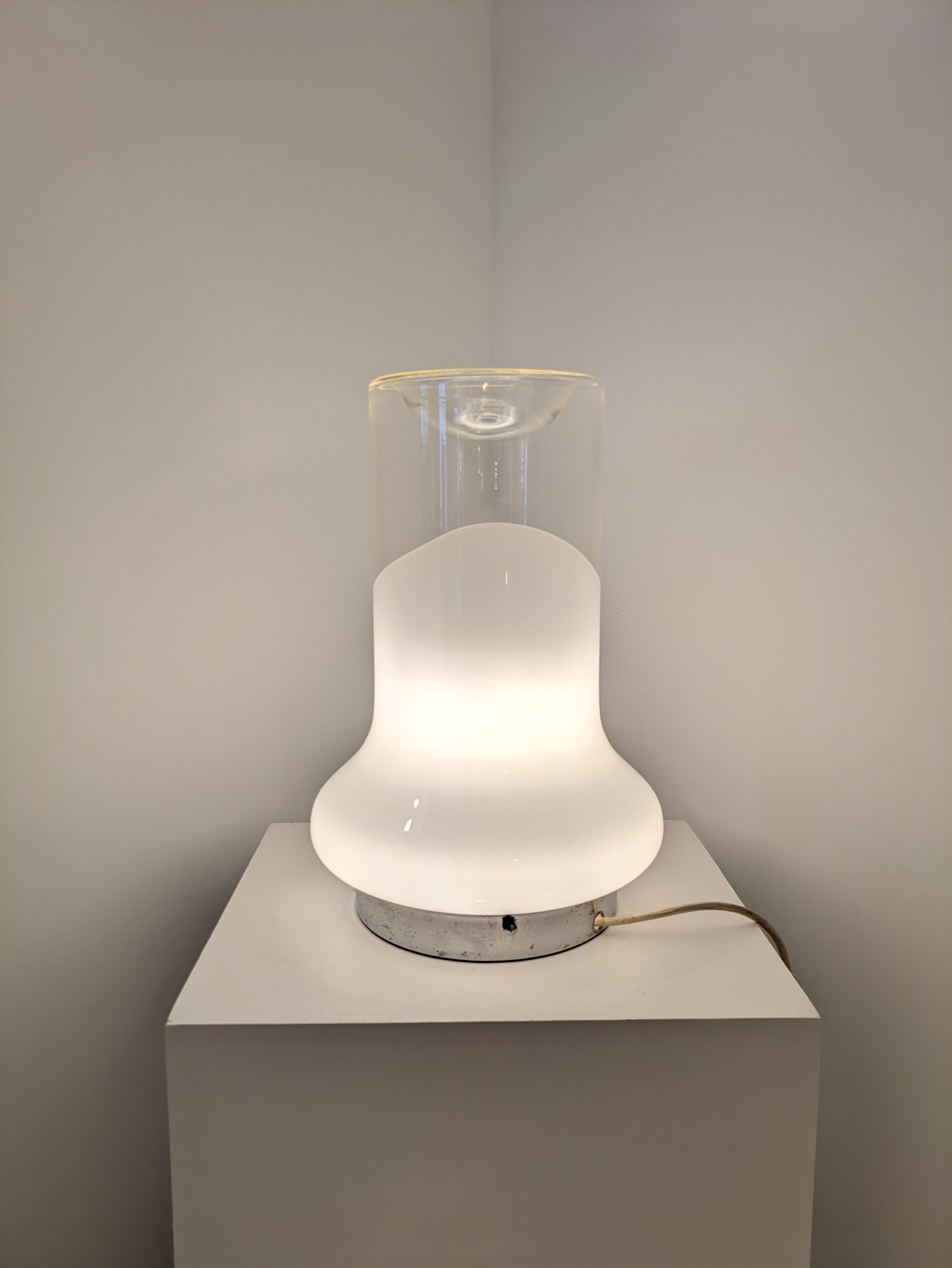 Fait main Lampe de table Leucos, verre de Murano, par Roberto Pamio, vers 1970 en vente
