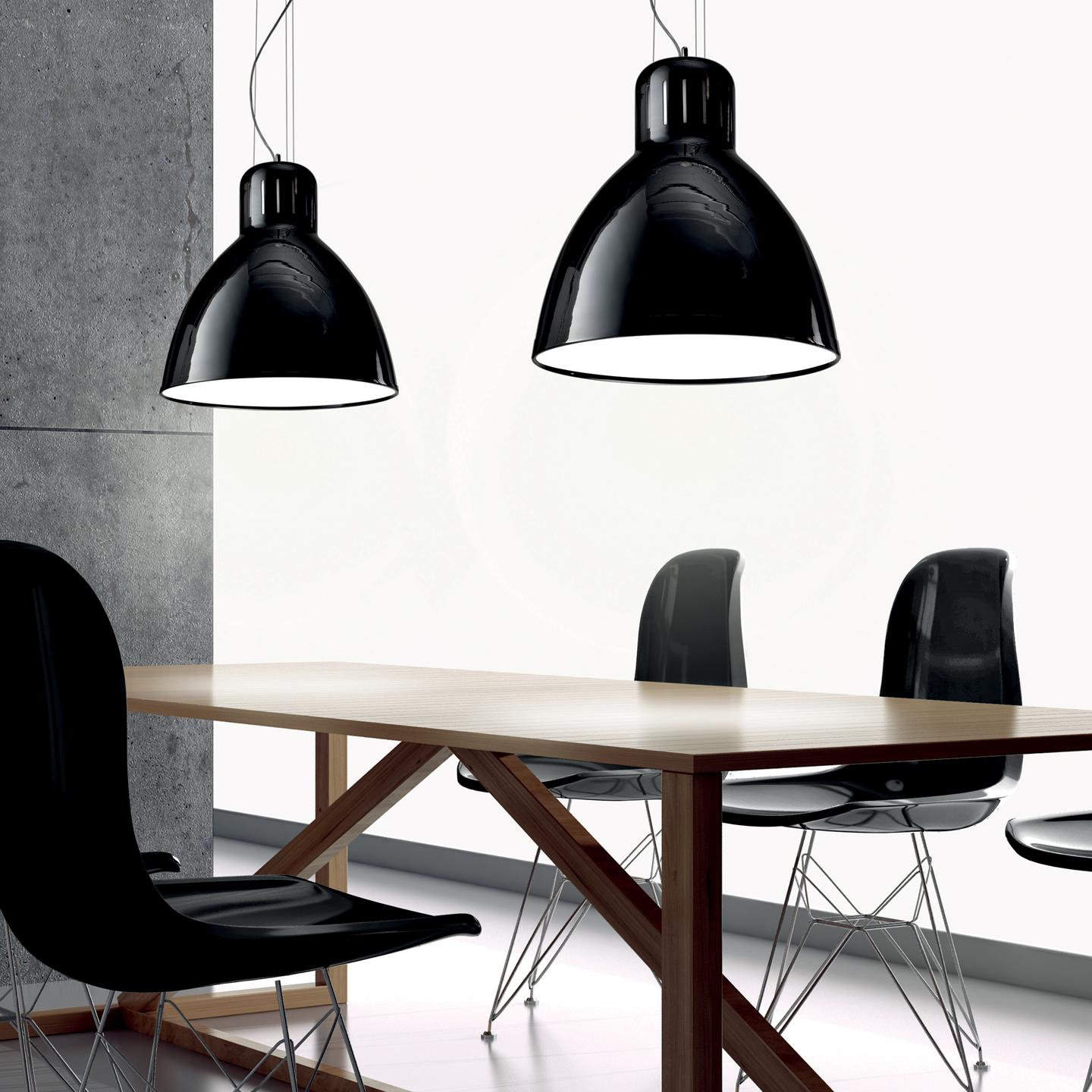 Modern Leucos The Great JJ S Pendant Light in Glossy Black by Leucos Design Lab For Sale