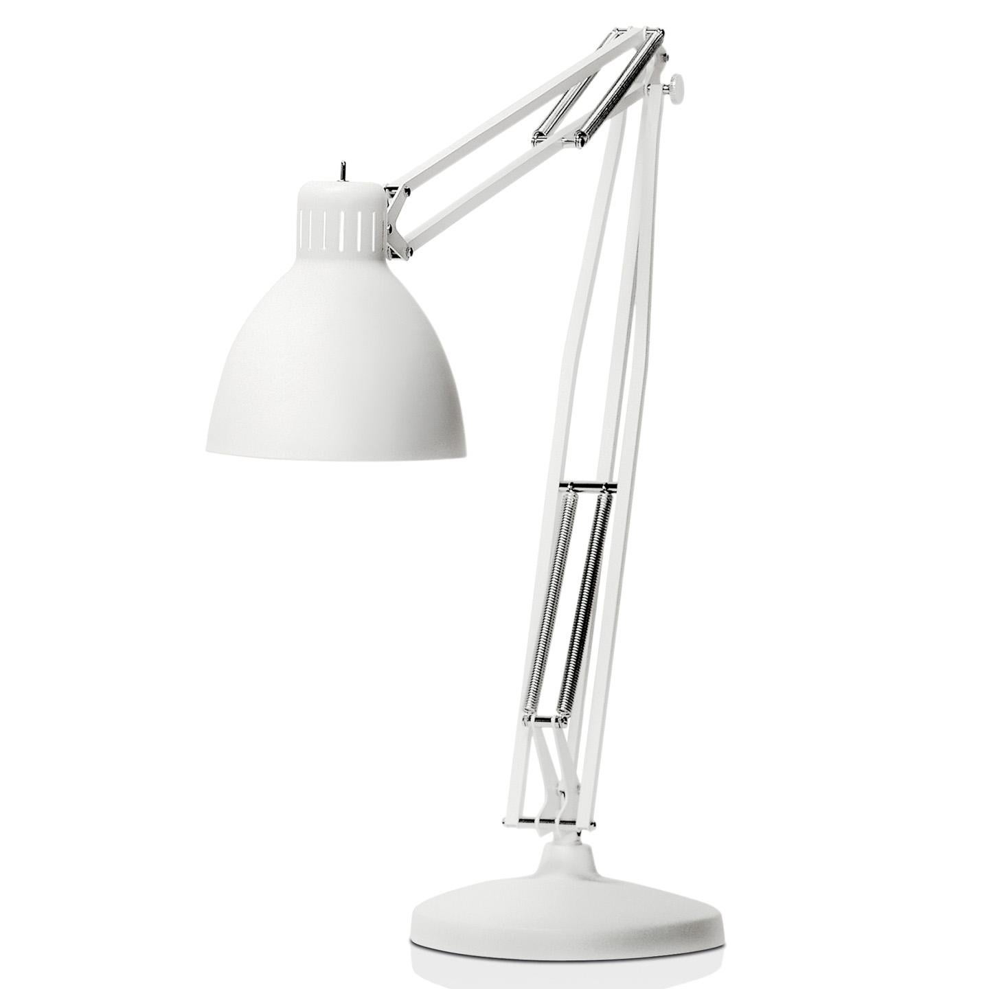 The great JJ floor lamp updates the original Jac Jacobsen L-1 architect desk lamp (1937) for contemporary use. The 2009 refresh of this iconic design is a clever play on scale that turns a simple Classic task lamp into a bold statement piece for