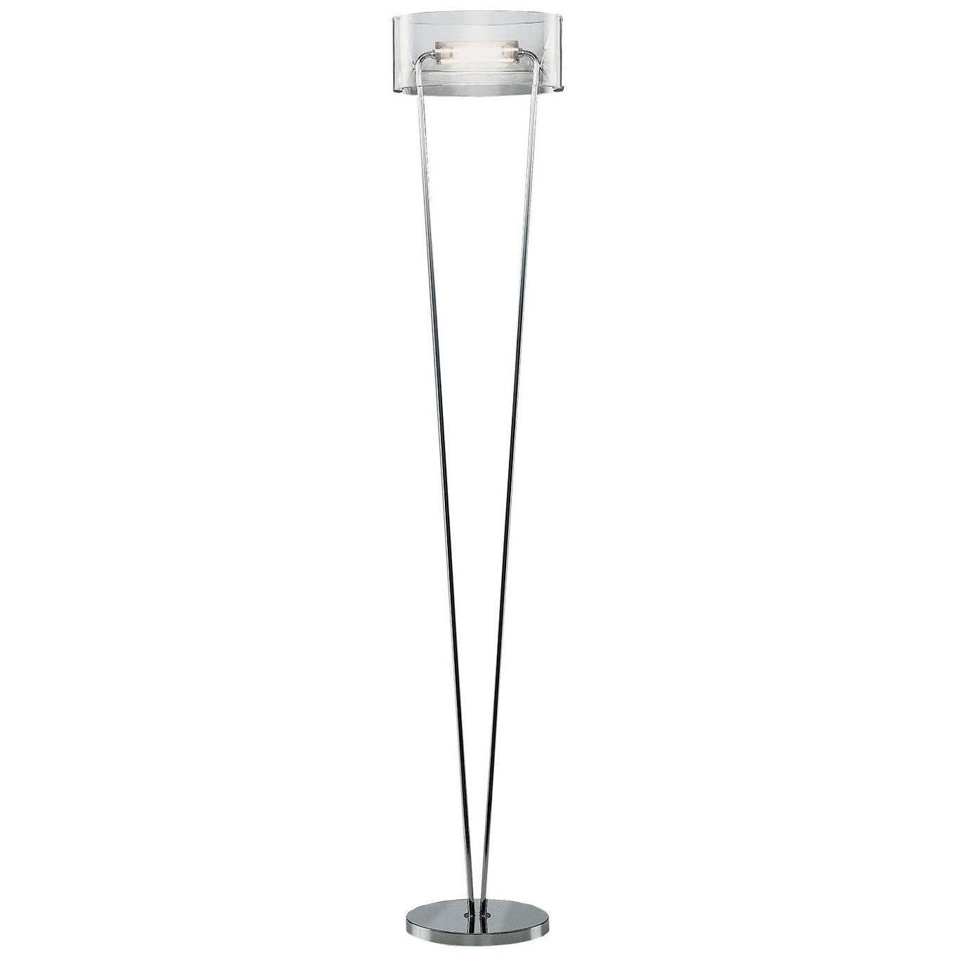 Leucos Vittoria TR Floor Light in Clear and Chrome by Toso, Massari & Assoc. For Sale