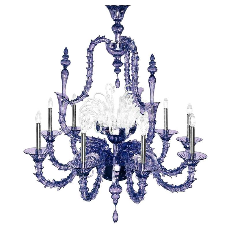 Leucos Vivaldi K9 Chandelier in Violet / Crystal by De Majo