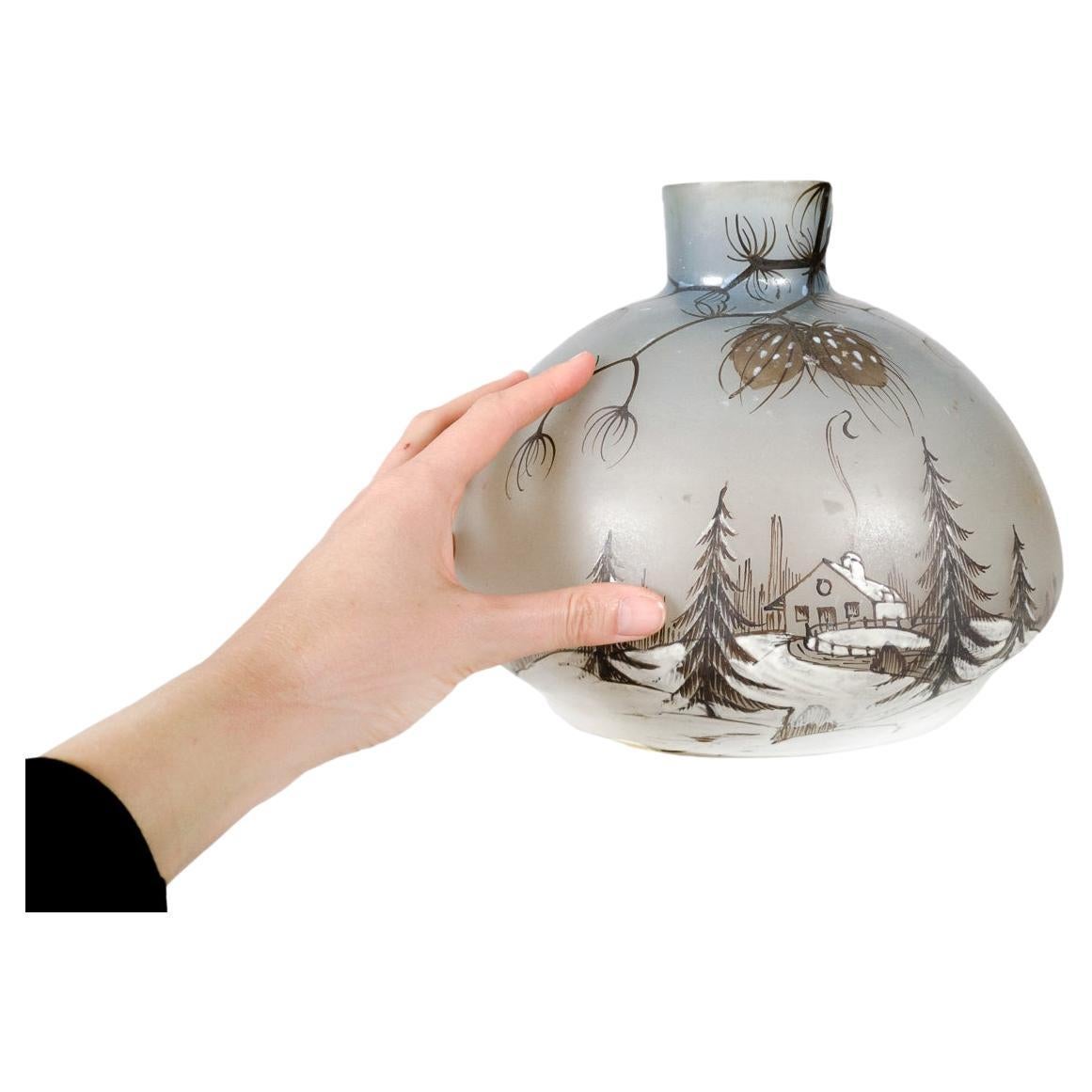 Vaso in vetro cammeo Art Nouveau Leune, Francia, XX secolo in vendita