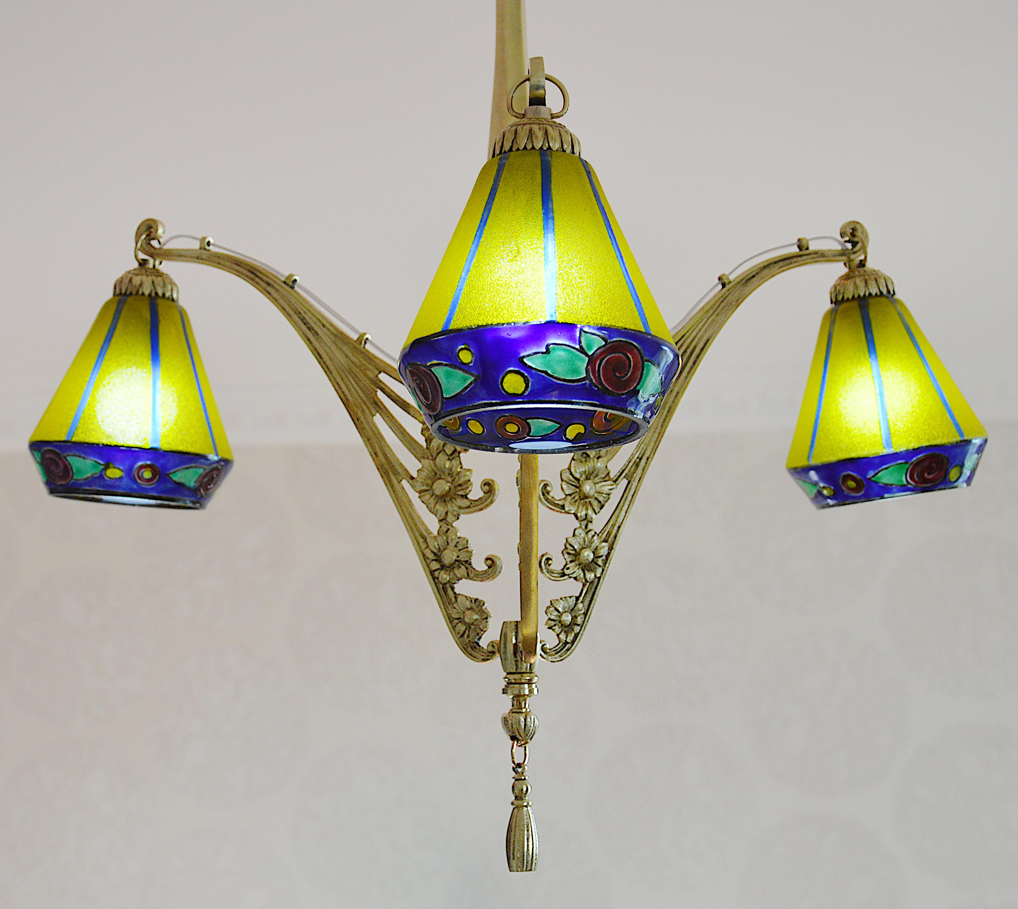 Lampadario Leune Art Deco francese 1920 in vendita 1