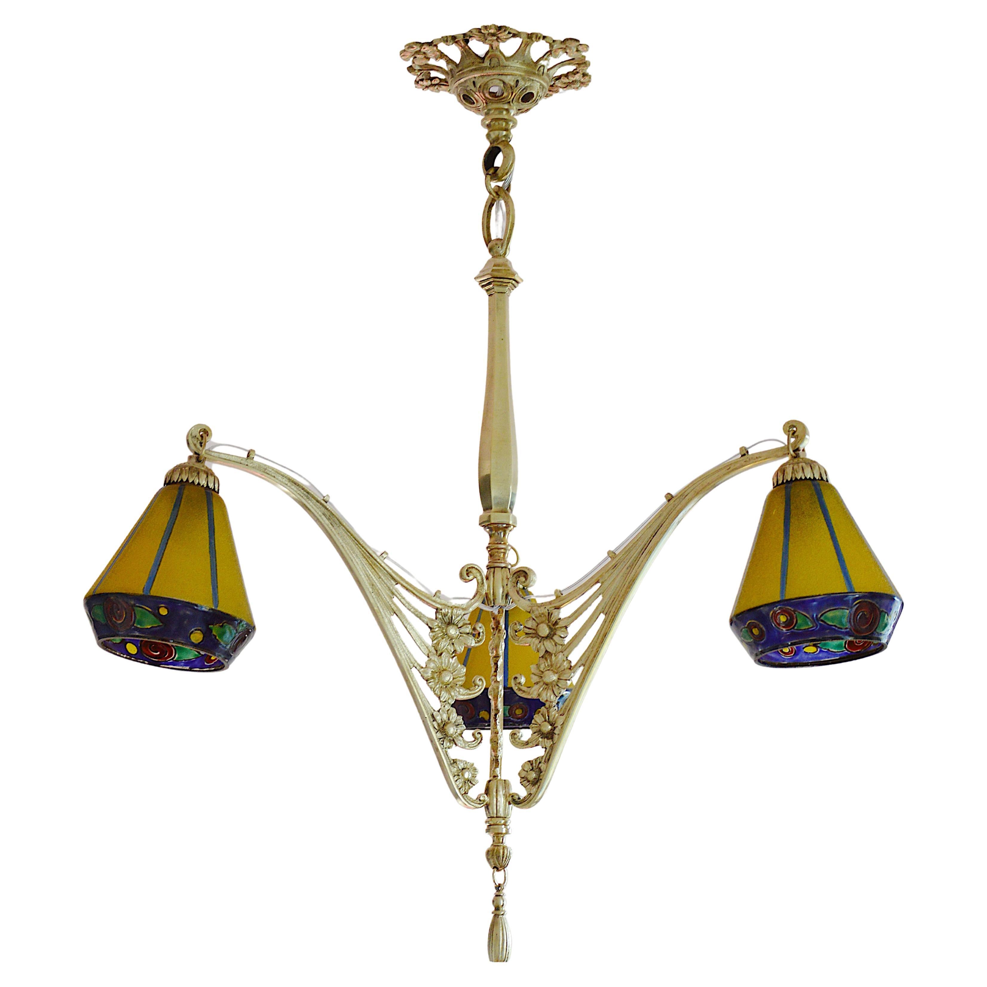 Leune French Art Deco Chandelier, 1920