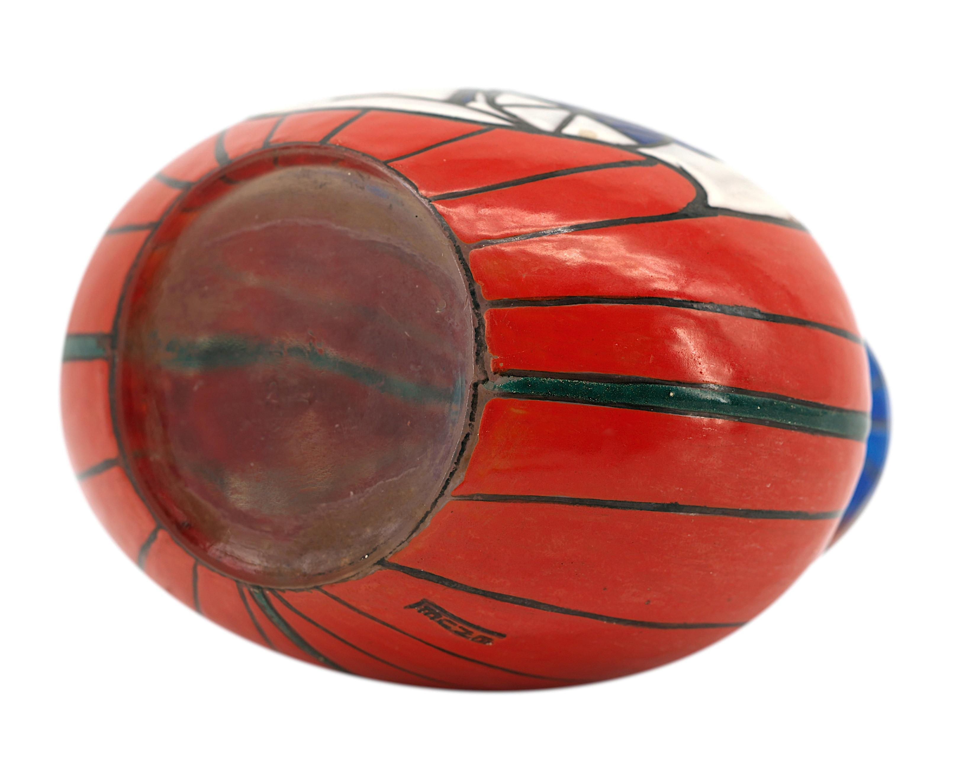 Vaso in vetro smaltato Art Deco francese LEUNE, 1920 in vendita 3