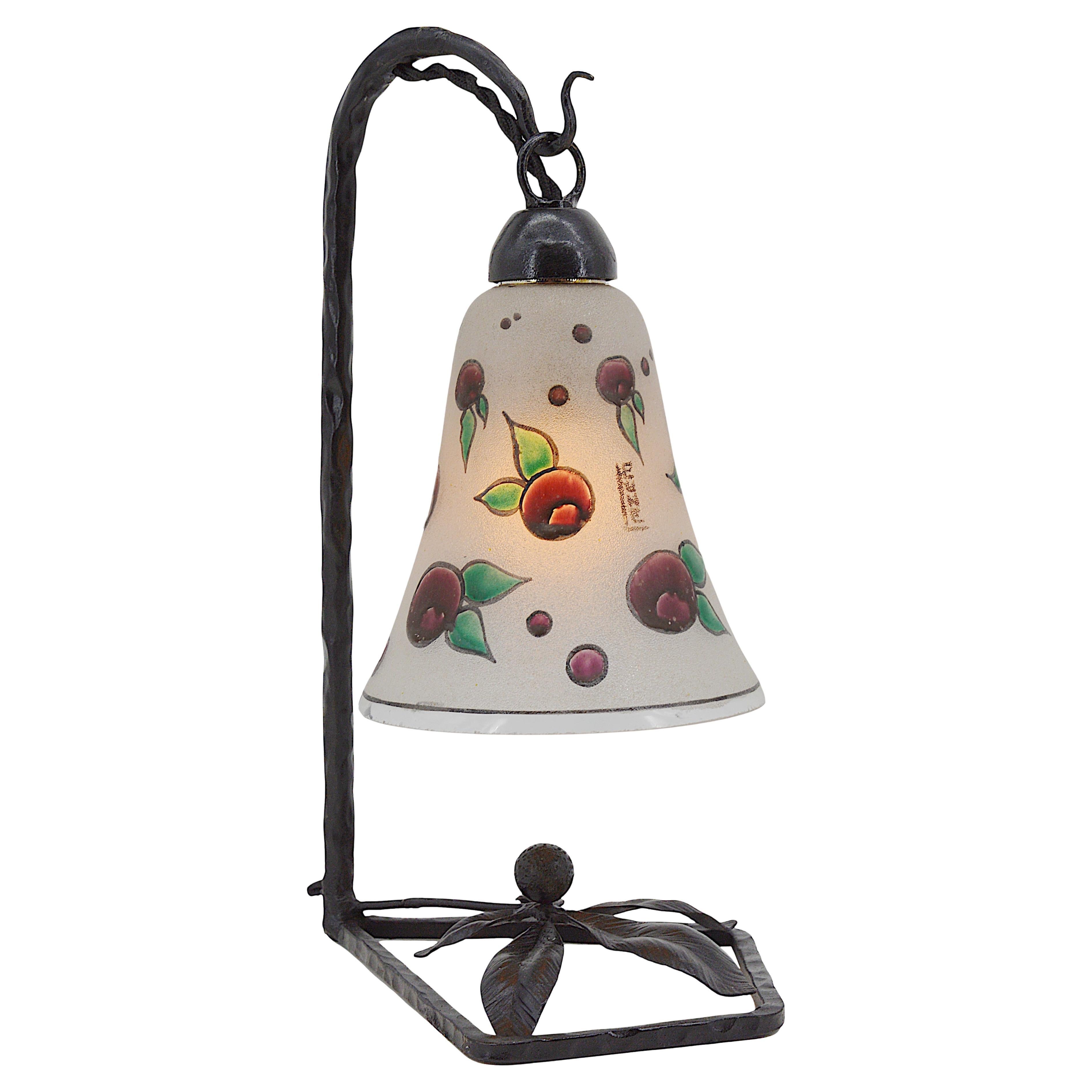 LEUNE Lampe émaillée Art Déco 1920 en vente