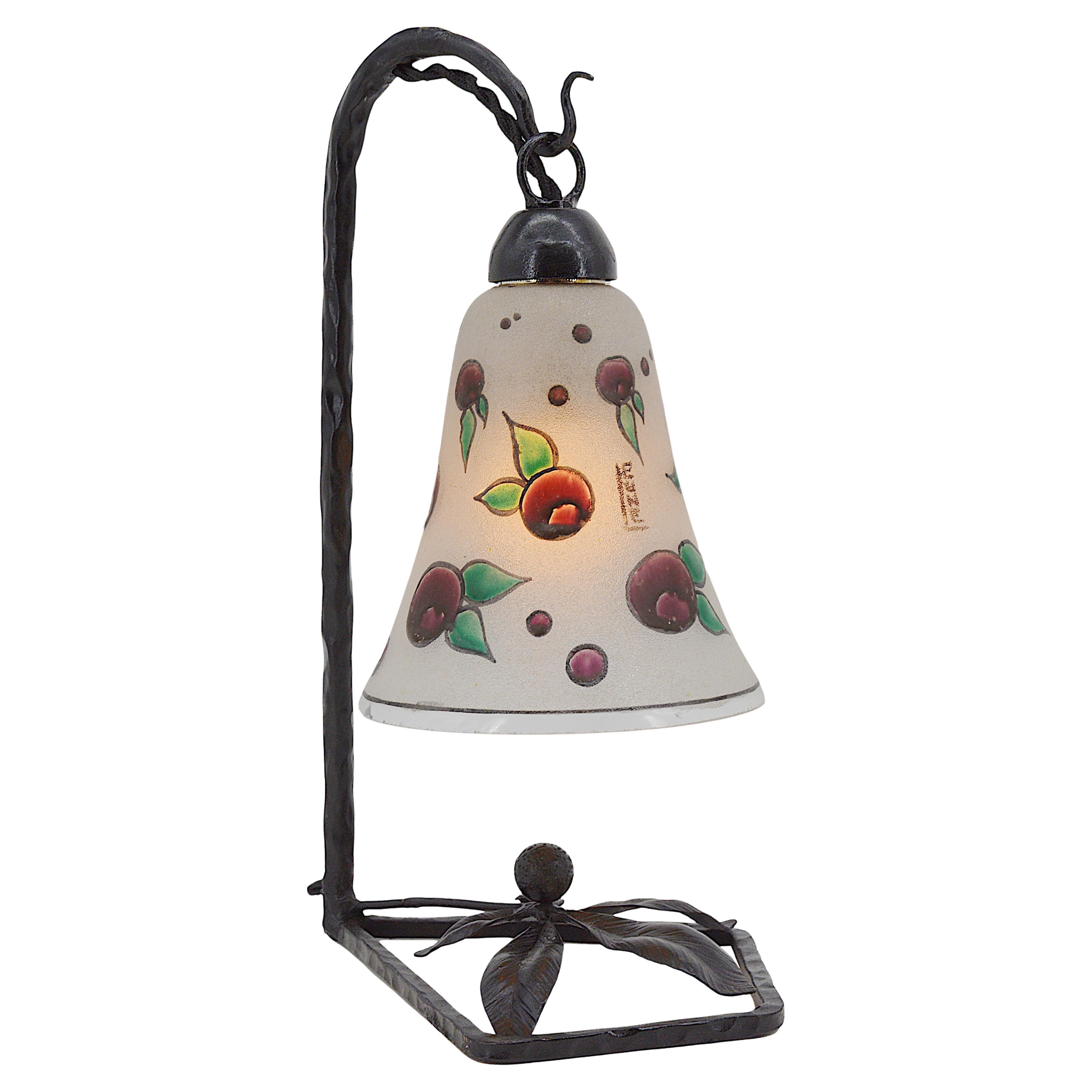 LEUNE French Art Deco Enameled Lamp, 1920