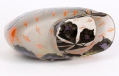 Vase Art Déco français émaillé à la main avec châtaigniers