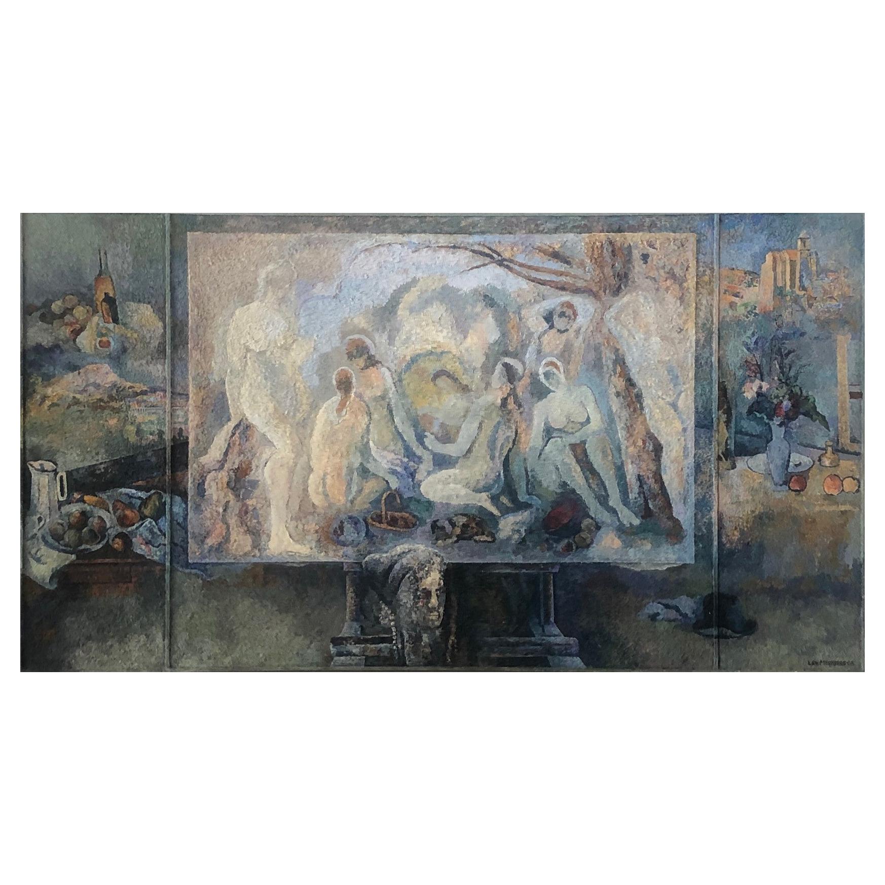 Lev Mezhberg, Homage to Cezanne, Oil on Canvas Painting, 2005 For Sale