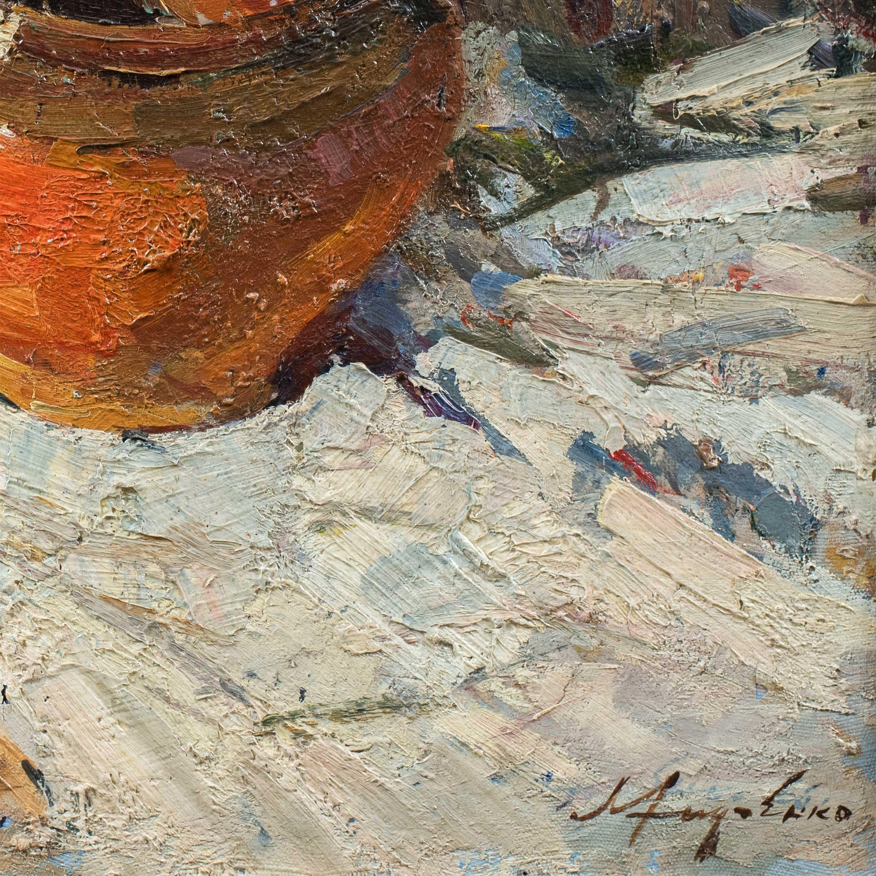 Lev Khodchenko (peintre ukrainien) - Natures mortes soviétiques du XXe siècle - Painting de Lev Pavlovich Khodchenko