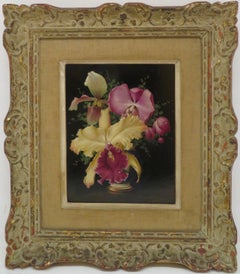 Russian / French FINE REALIST Original Oil Painting STILL LIFE OF FLOWERS Orchid