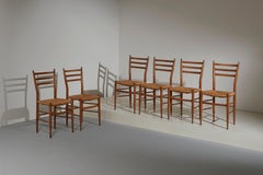 'Levaggi E Figli' Six Beech and Rope 'Tre Stecche' Chiavari Chairs - Italy 1960s