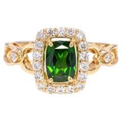 LeVain 14k Yellow Gold Chrome Diopside and Diamond Ring