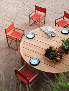 Levante 221cm Round Teak Outdoor Dining Table - Sits 8 Armchair - Made in Italy