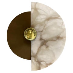 Levante Alabaster and Bronze Round Sconce