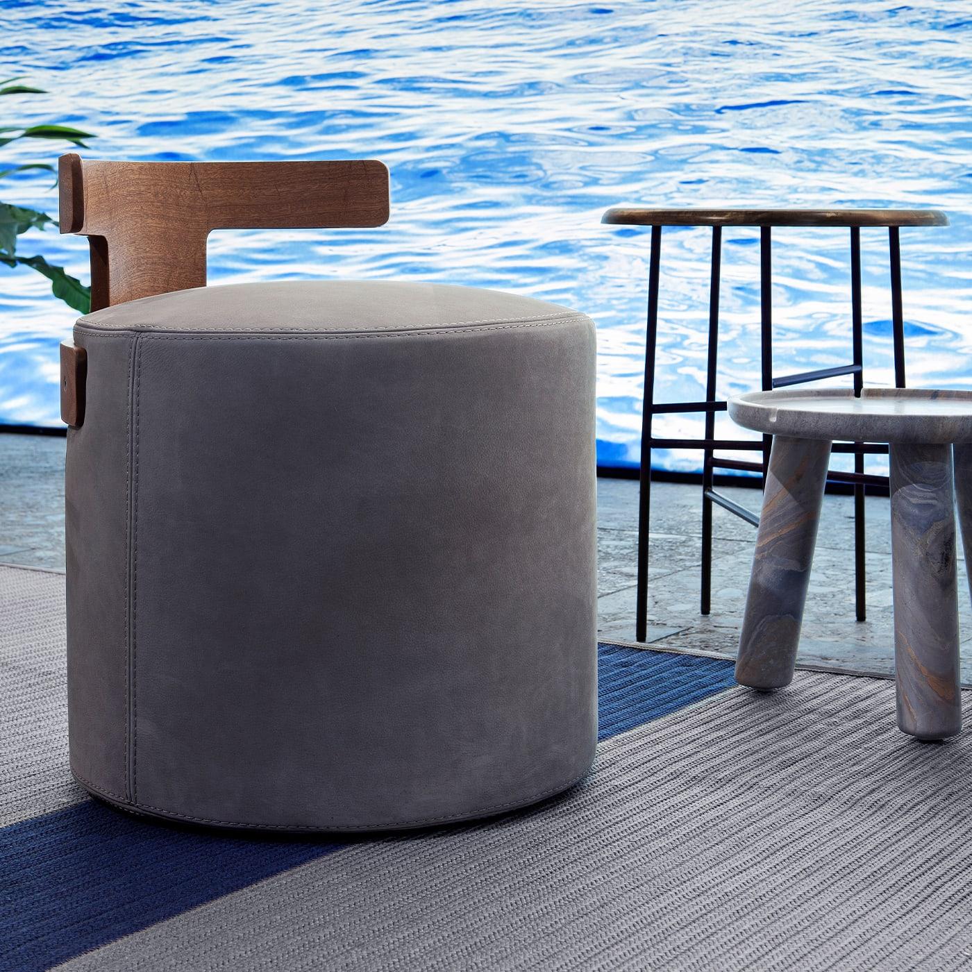 Hand-Crafted Levante Beige T-Pouf by Massimo Castagna