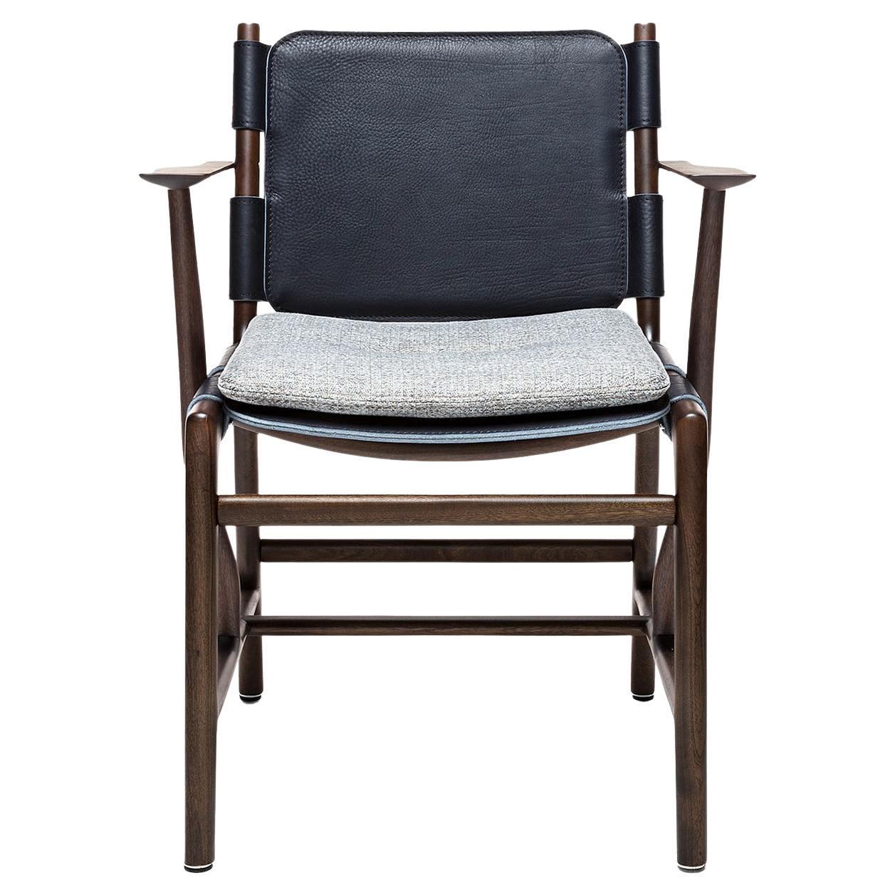 Levante Dark Chair with Armrests by Massimo Castagna