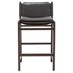 Tabouret en cuir foncé Levante de Massimo Castagna