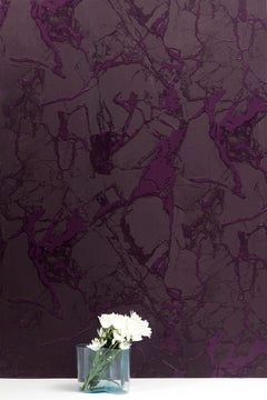 Levante Pressed Grape Monochromatic Marble Wallpaper with Shades of Purple Inks
