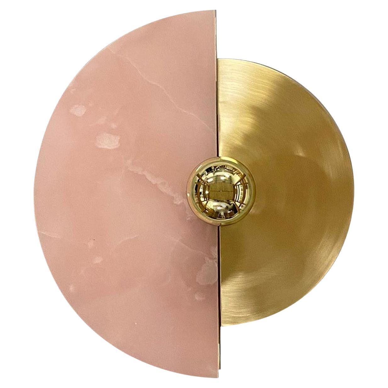 Levante satin brass and pink onyx round Sconce