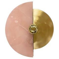 Levante satin brass and pink onyx round Sconce