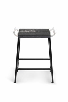 Levante stainless steel and linen stool