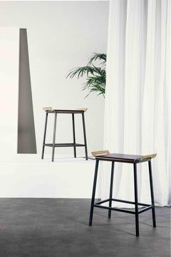 Levante brass and leather stool