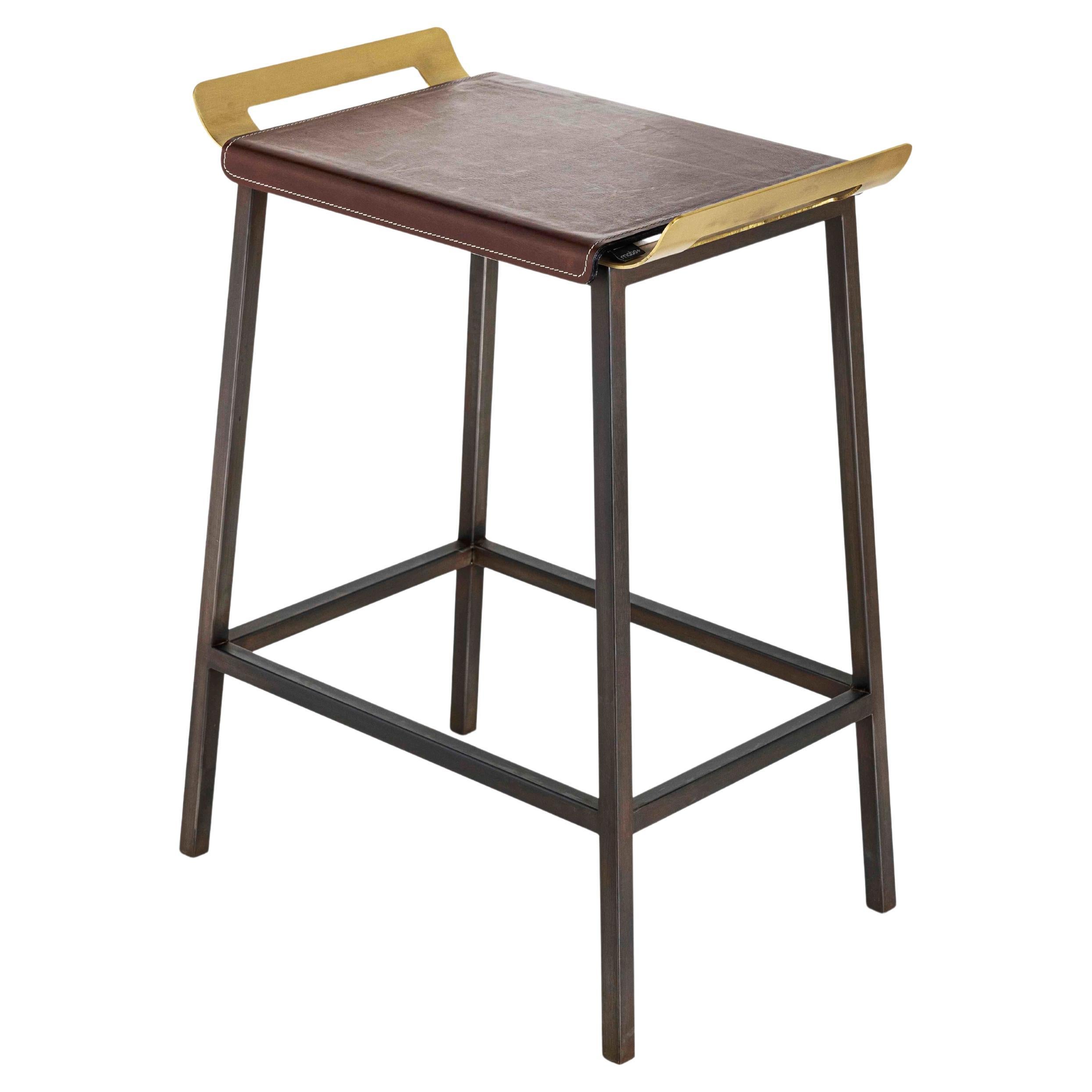 Levante sgabello ottone e pelle