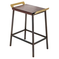 Levante sgabello ottone e pelle