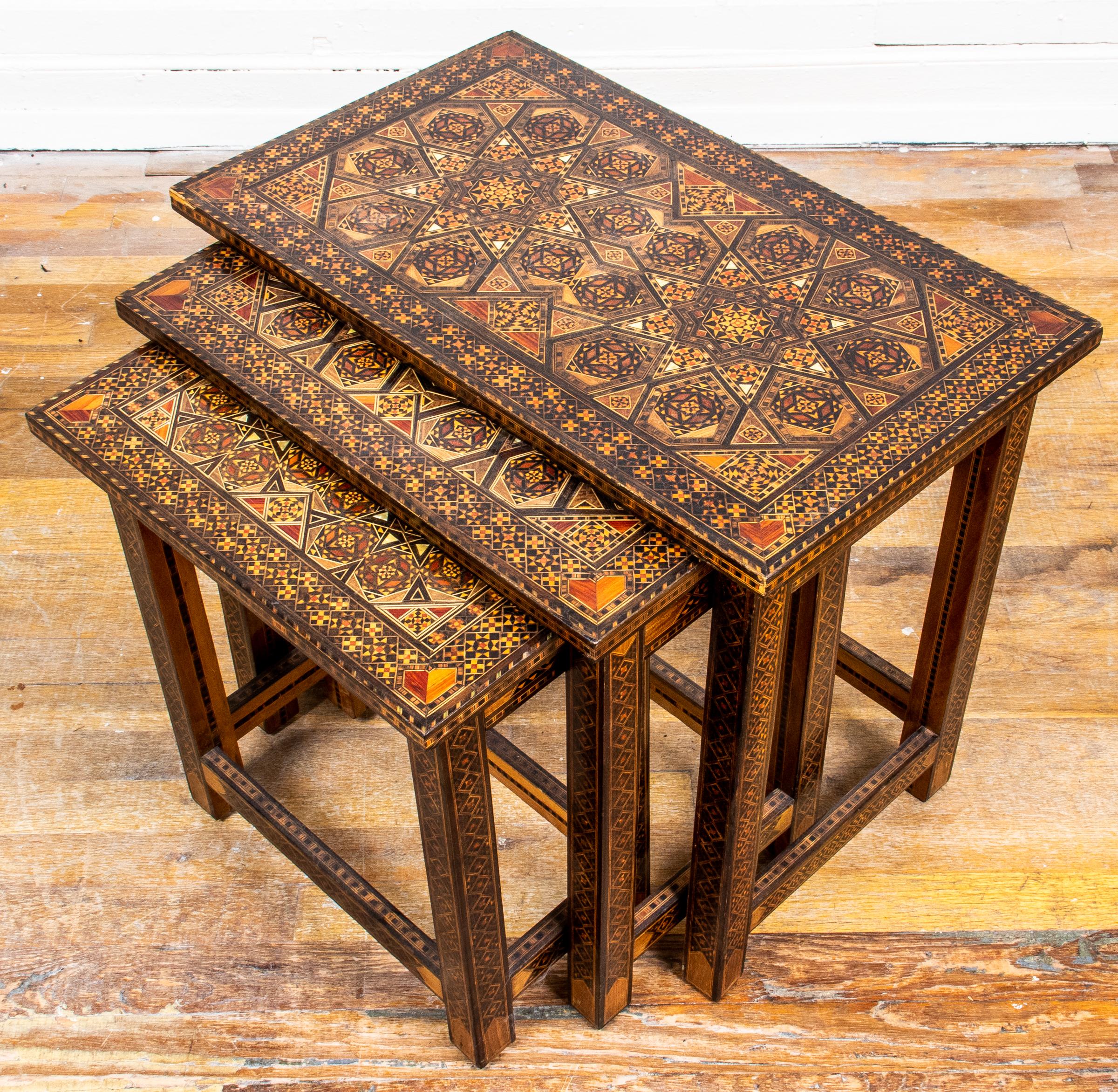 Levantine Inlaid Mixed Wood Nesting Tables 4