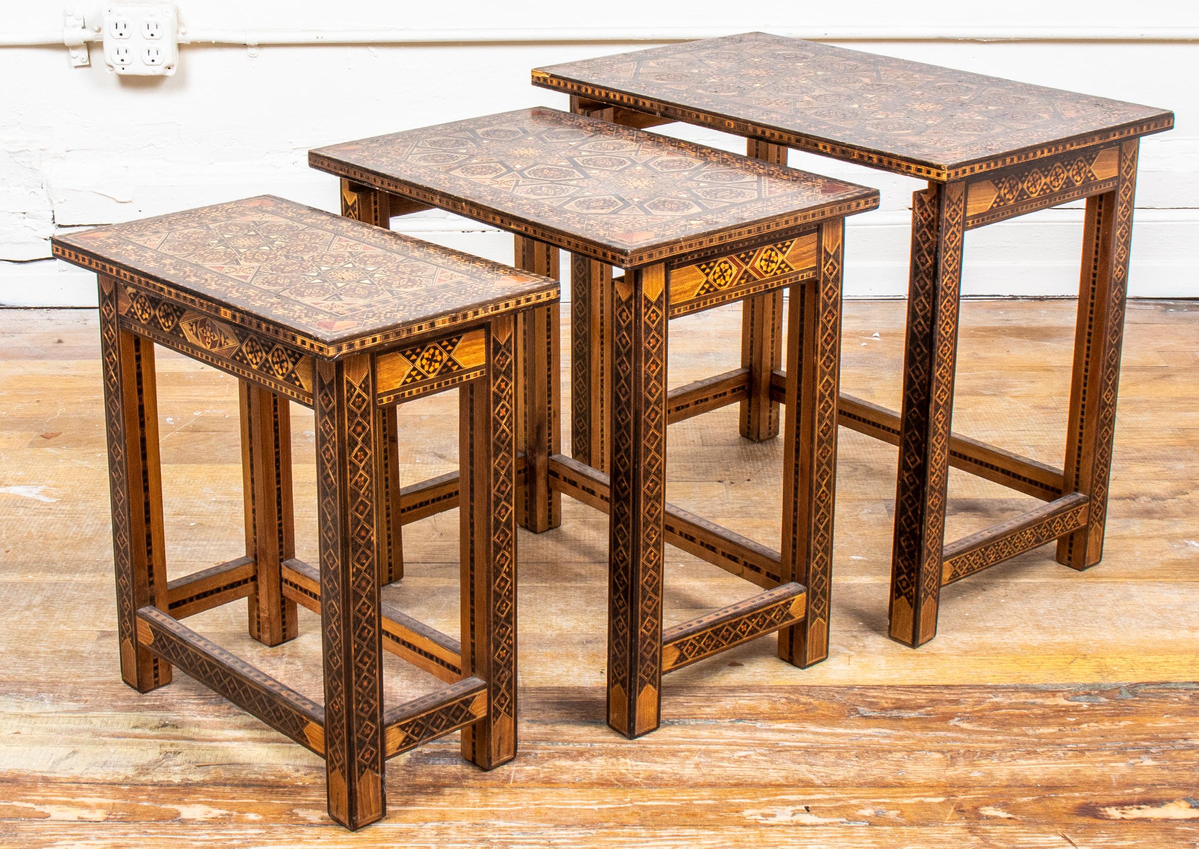 Islamic Levantine Inlaid Mixed Wood Nesting Tables