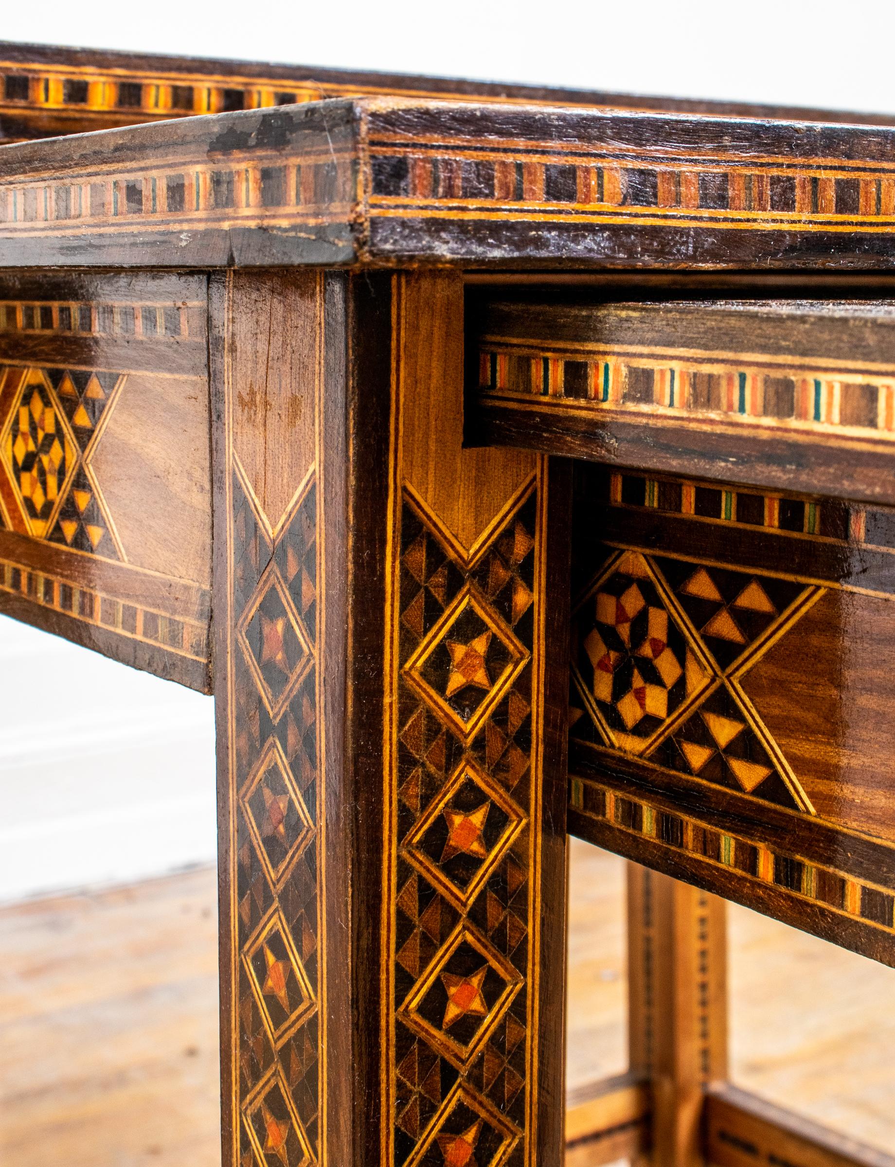 20th Century Levantine Inlaid Mixed Wood Nesting Tables